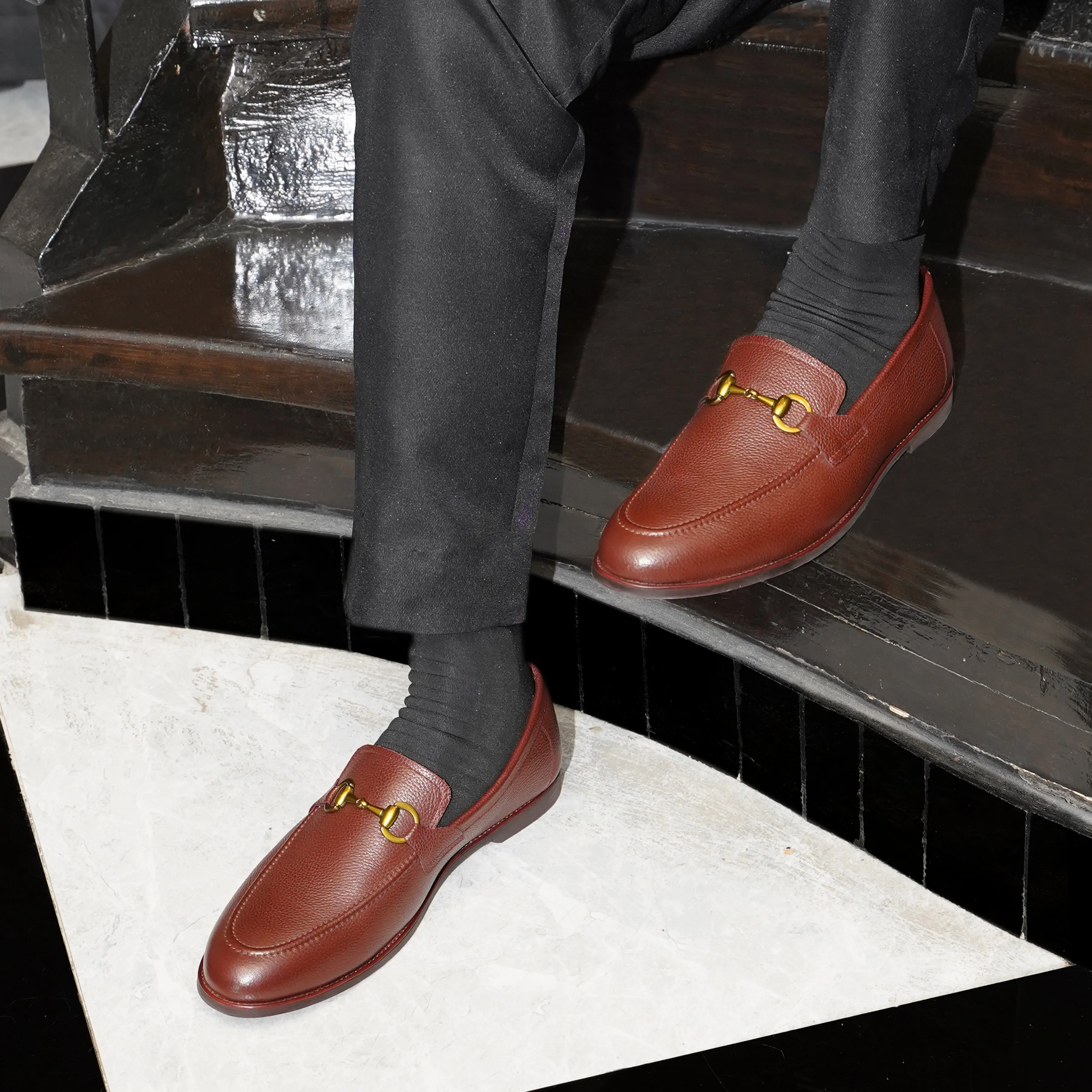 Abada - Men's Oxblood Pebble Grain Leather Loafer