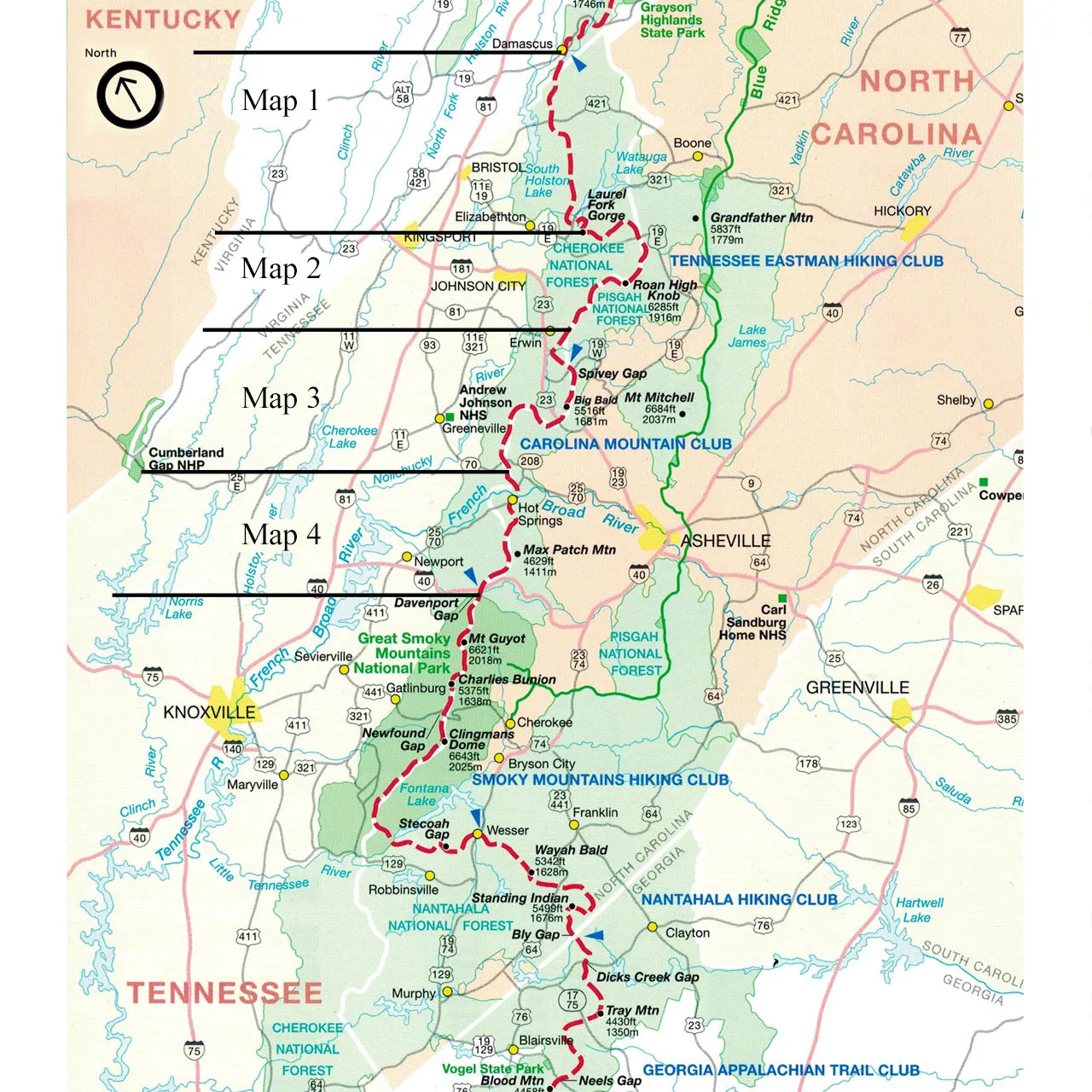 Appalachian Trail Maps Tennessee-North Carolina