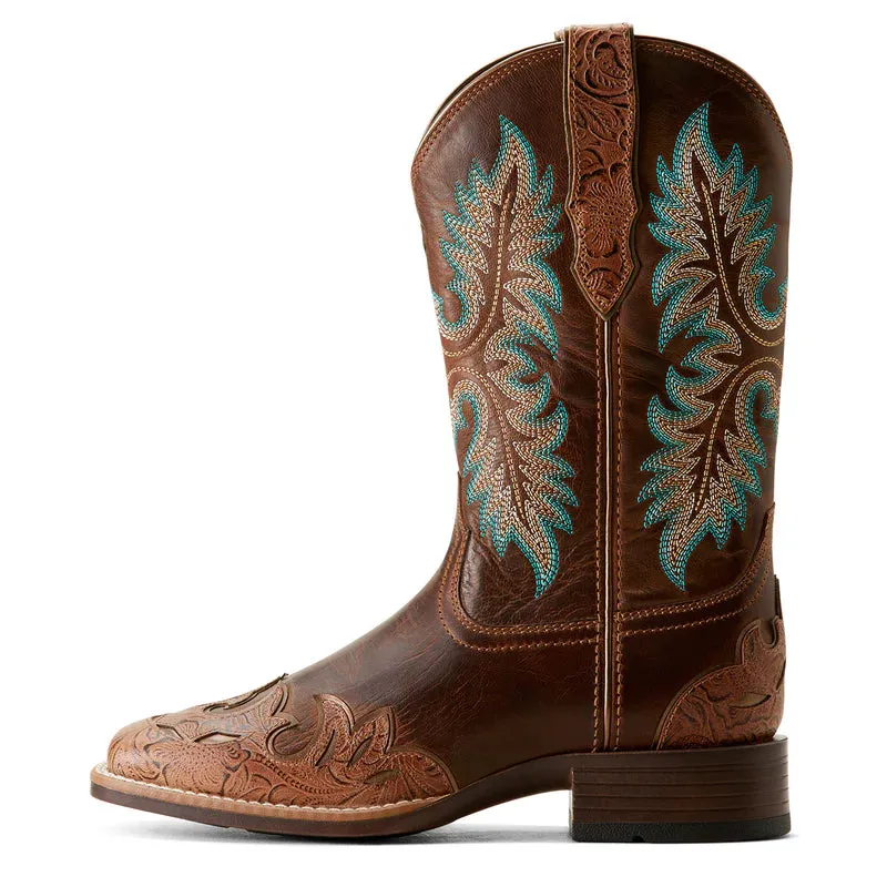 Ariat Womens Bryce Canyon Floral Embossed Tan/Sassy Brown Boots