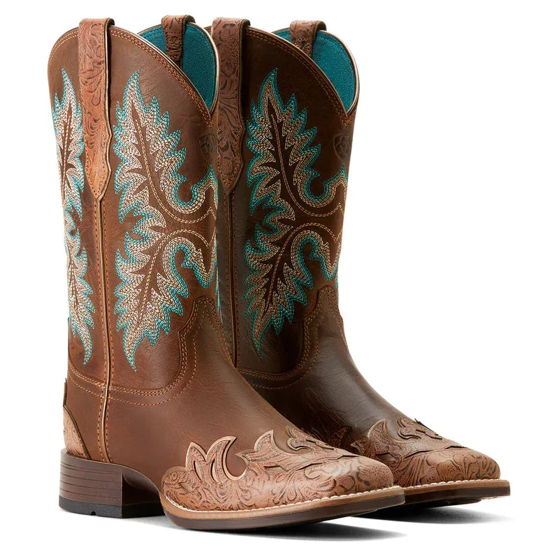 Ariat Womens Bryce Canyon Floral Embossed Tan/Sassy Brown Boots