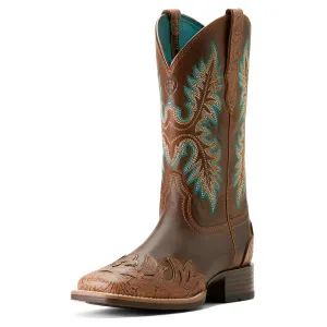 Ariat Womens Bryce Canyon Floral Embossed Tan/Sassy Brown Boots