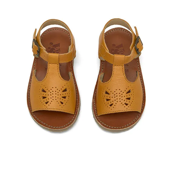 Belle T-Bar Kids Sandal Mustard Leather