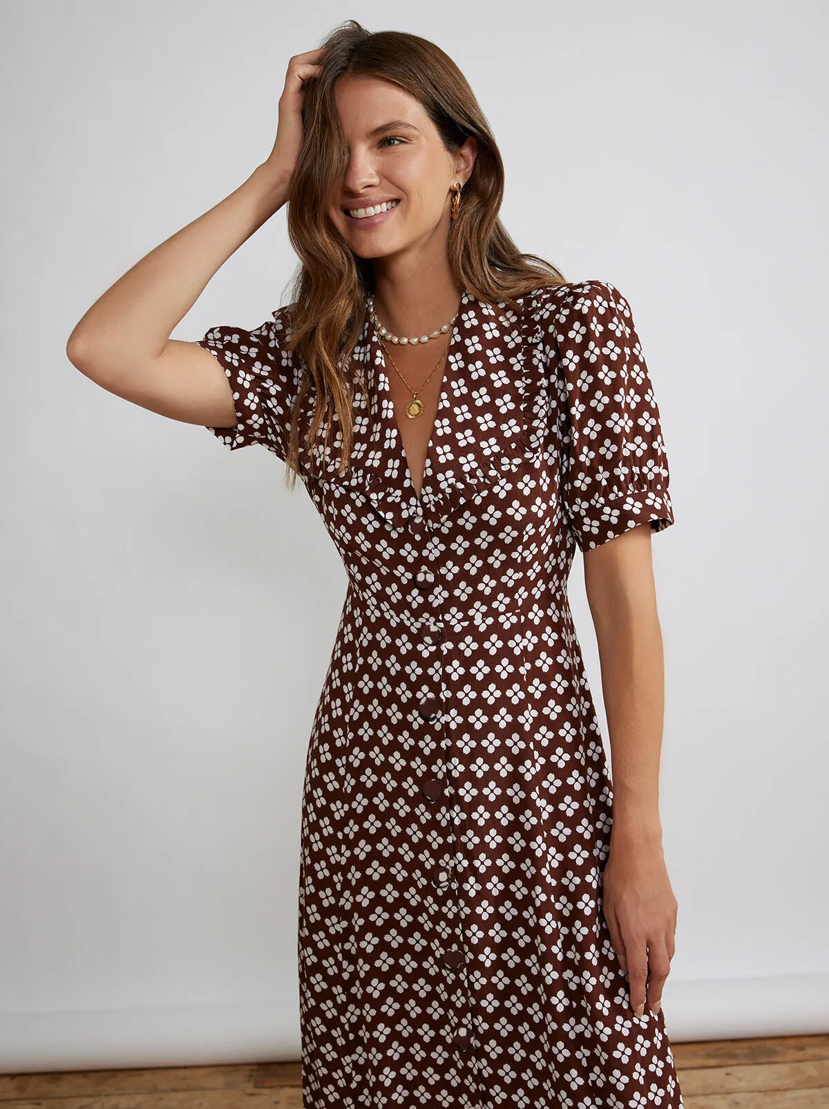 Bethany Polka Floral Tea Dress