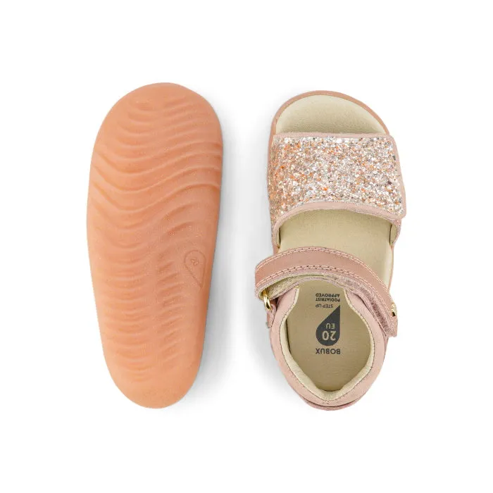 Bobux Step Up Gem Sparkle Leather Toddlers Sandal Rose Gold