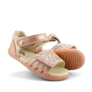 Bobux Step Up Gem Sparkle Leather Toddlers Sandal Rose Gold