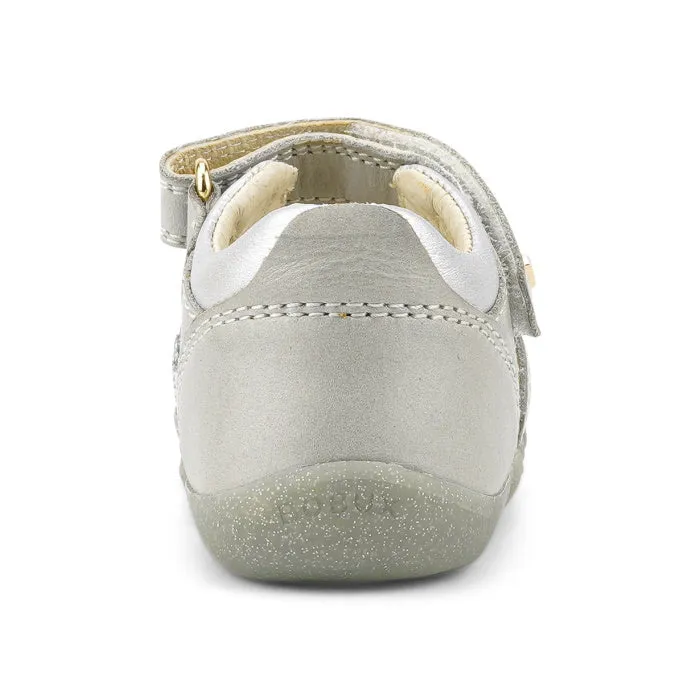 Bobux Step Up Gem Sparkle Leather Toddlers Sandal Silver