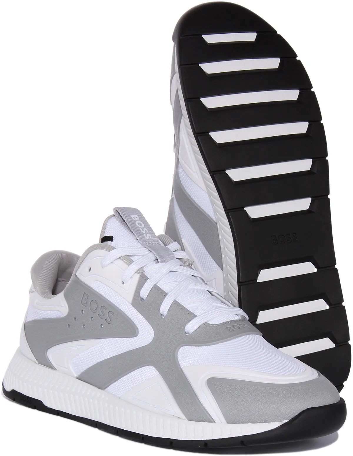 Boss Titanium Runner In White Grey For Men