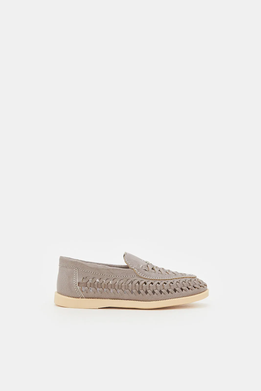 Boys Grey Woven Loafer