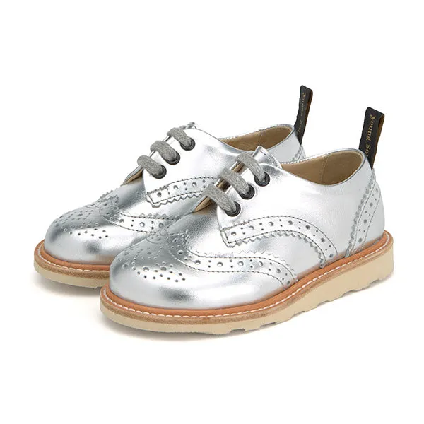 Brando Brogue Kids Shoe Silver Leather