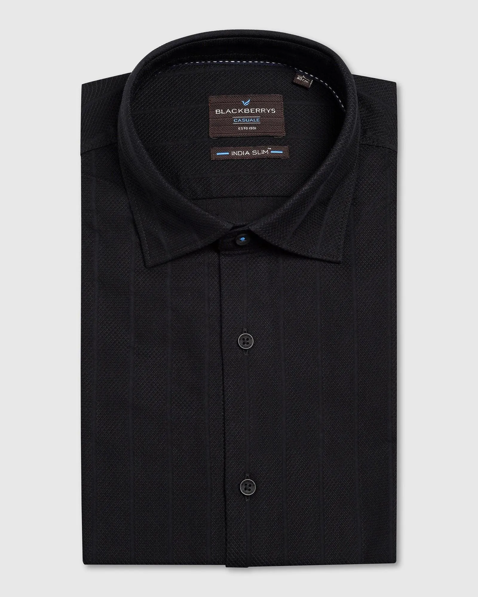 Casual Black Textured Shirt - Tuscany