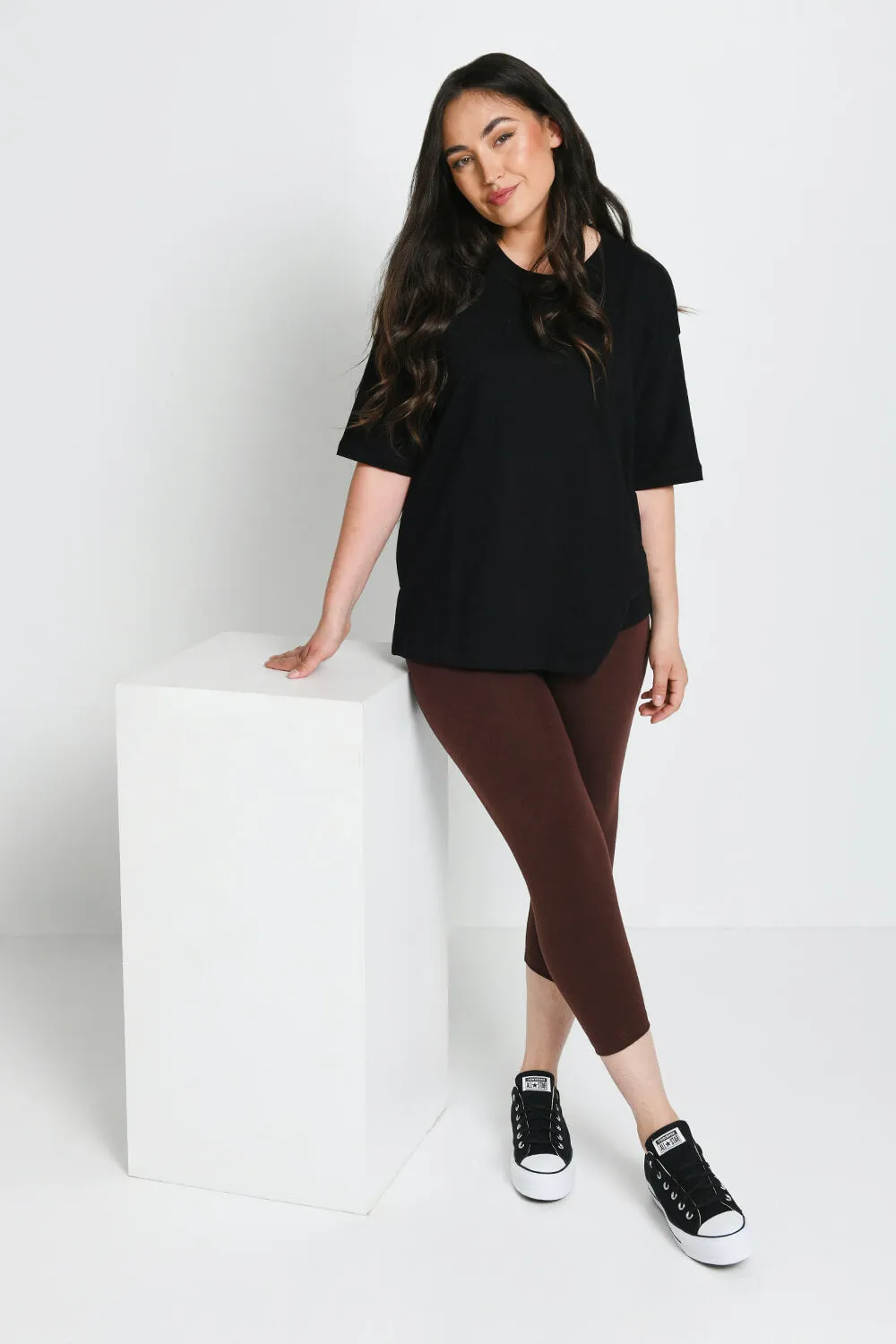 Everyday Cropped Leggings - Chocolate Brown