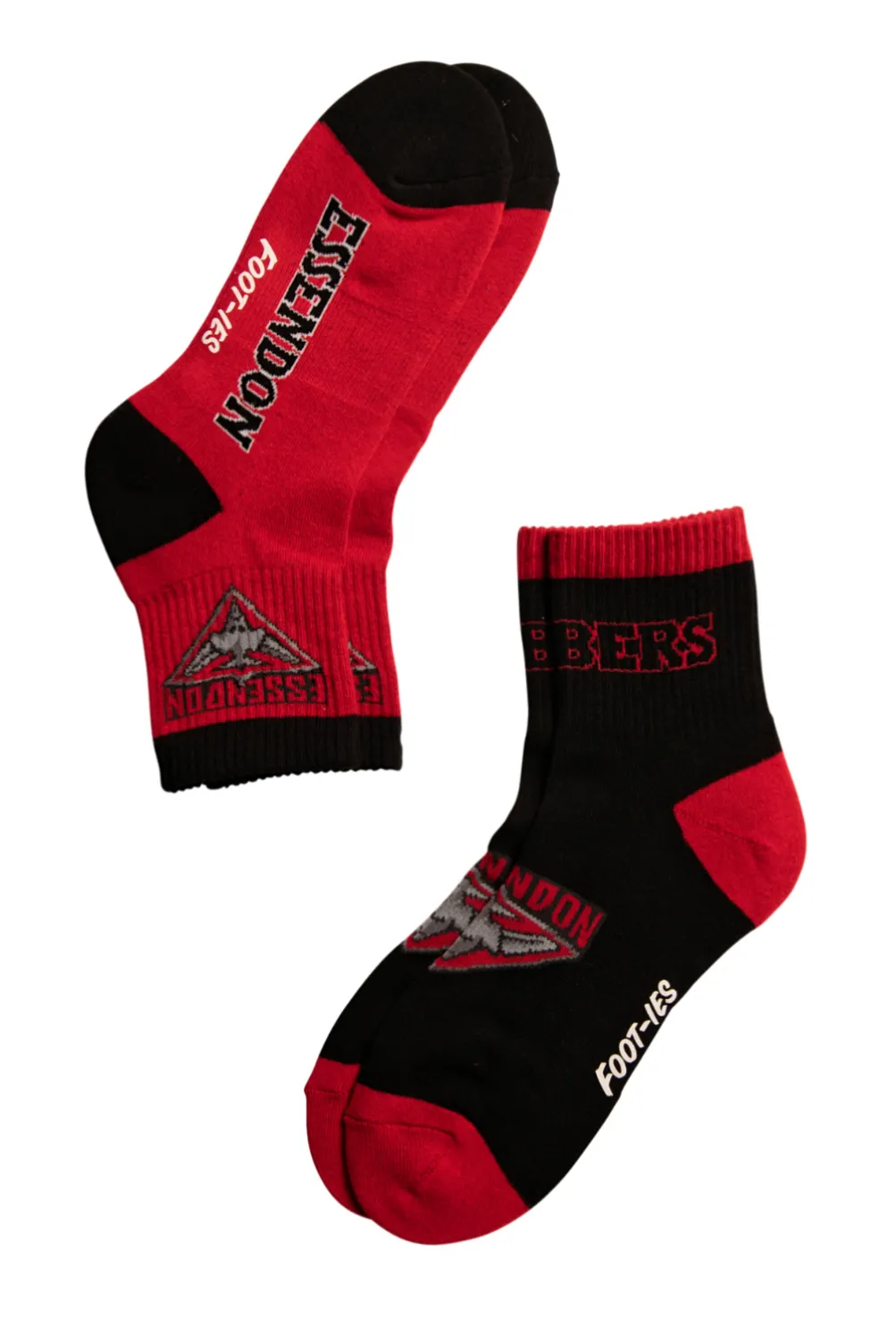 FOOT-IES Essendon Bombers AFL Banner 1/4 Socks- 2 Pack