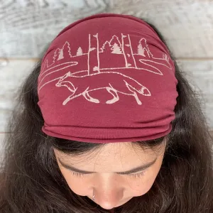 Fox and Birches Headband - Maroon