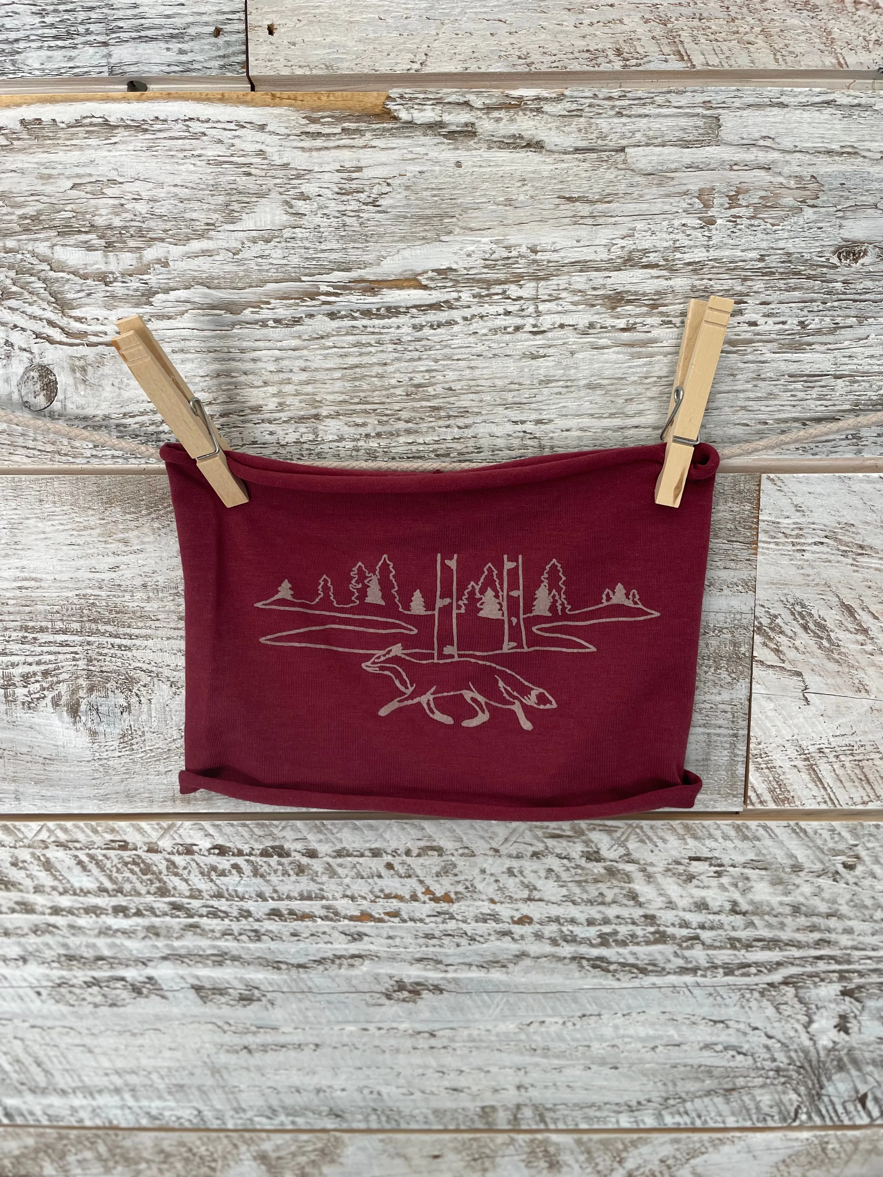 Fox and Birches Headband - Maroon