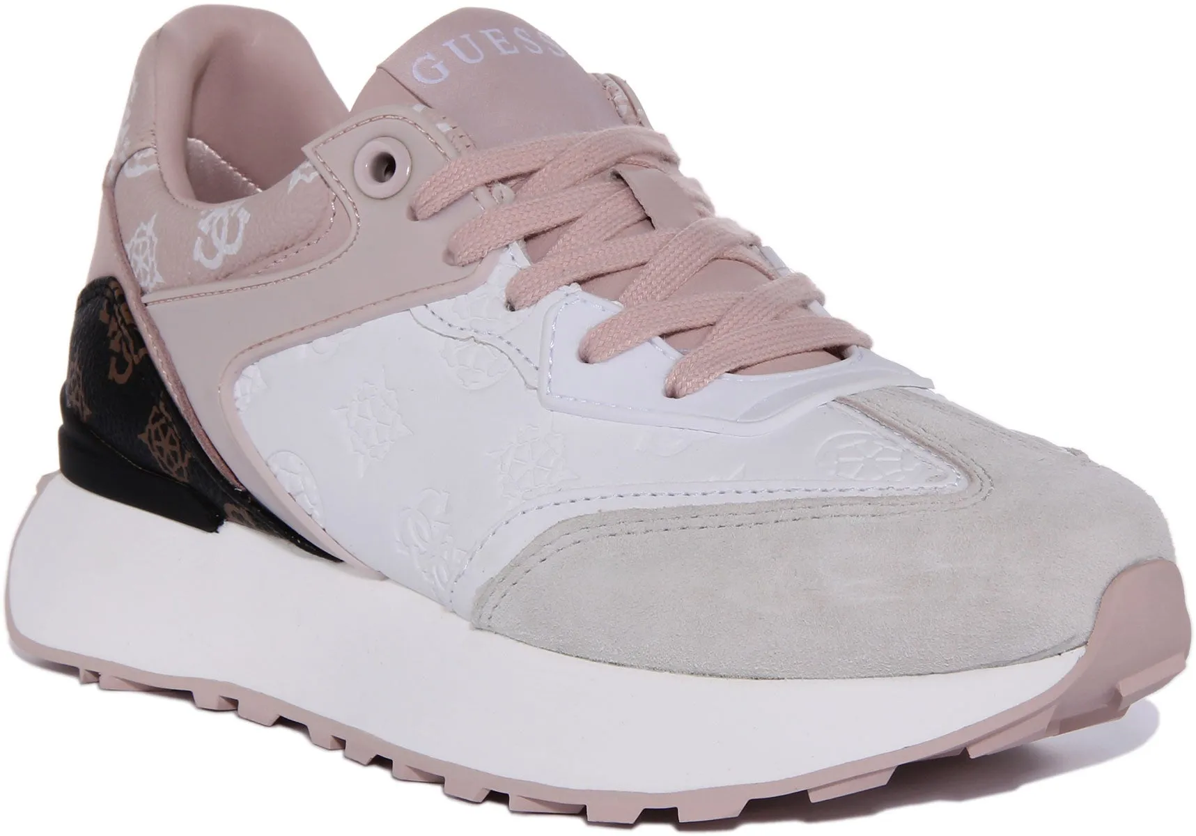 Guess Luchia Platform In White Pink For Women