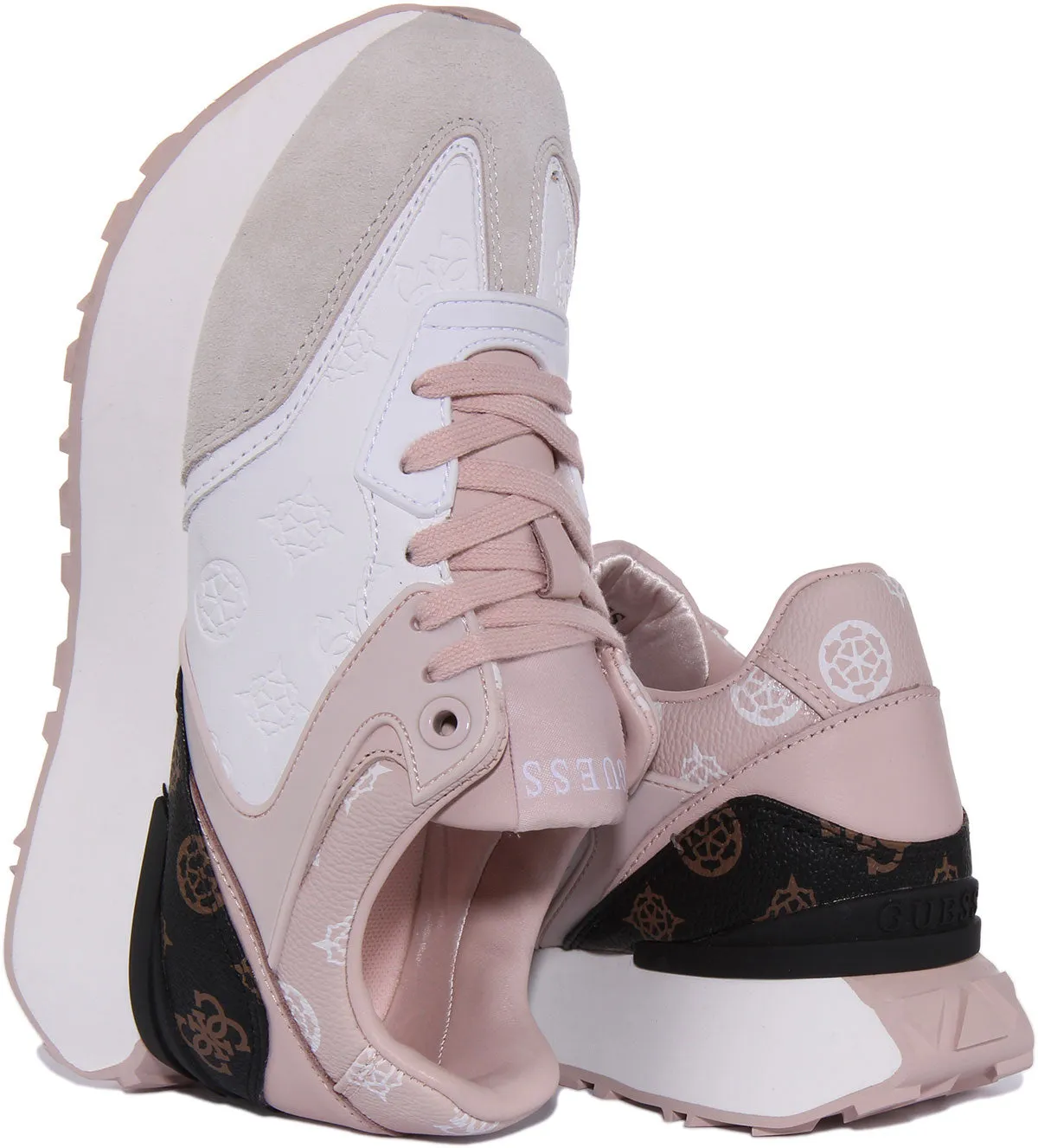 Guess Luchia Platform In White Pink For Women