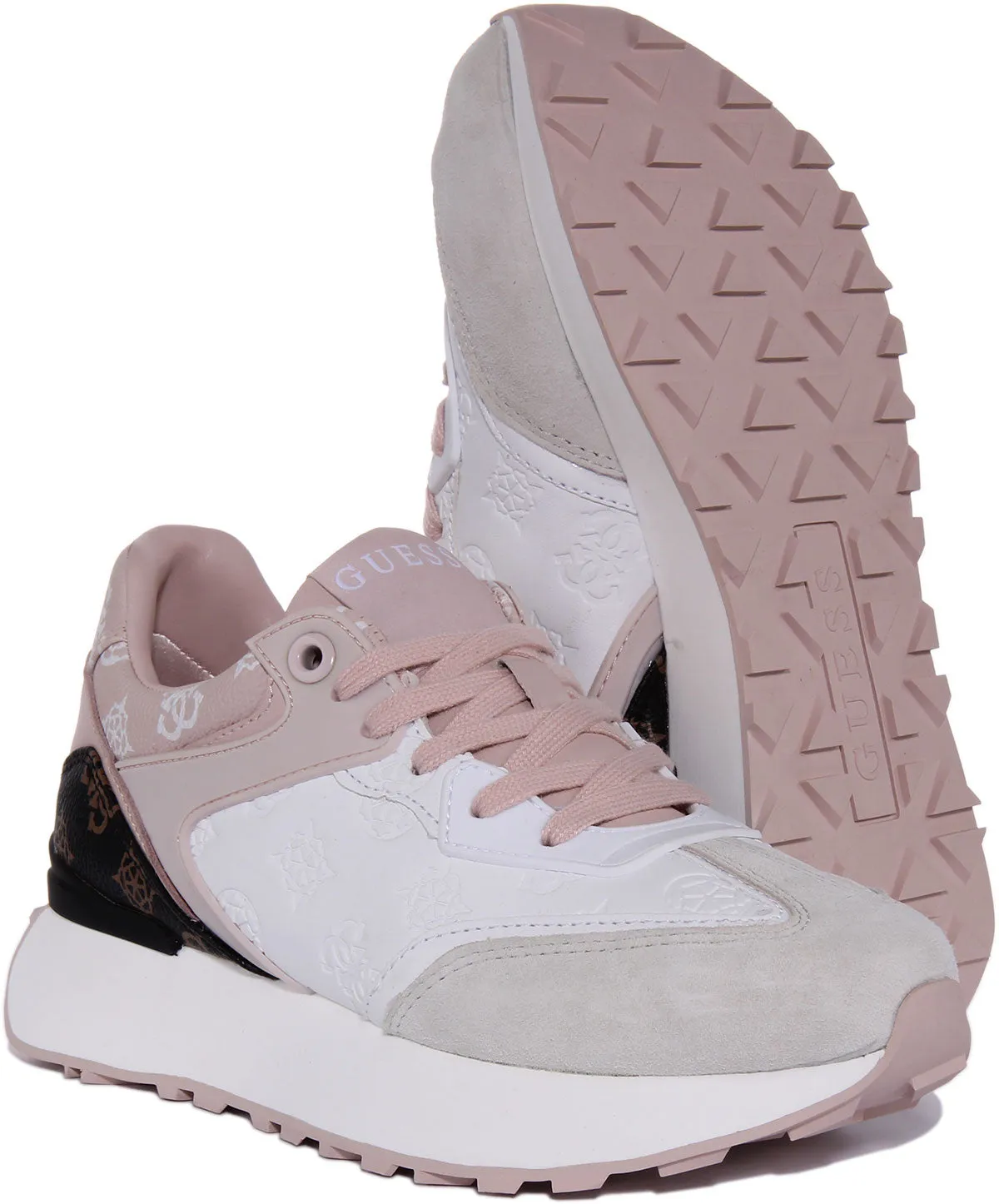 Guess Luchia Platform In White Pink For Women