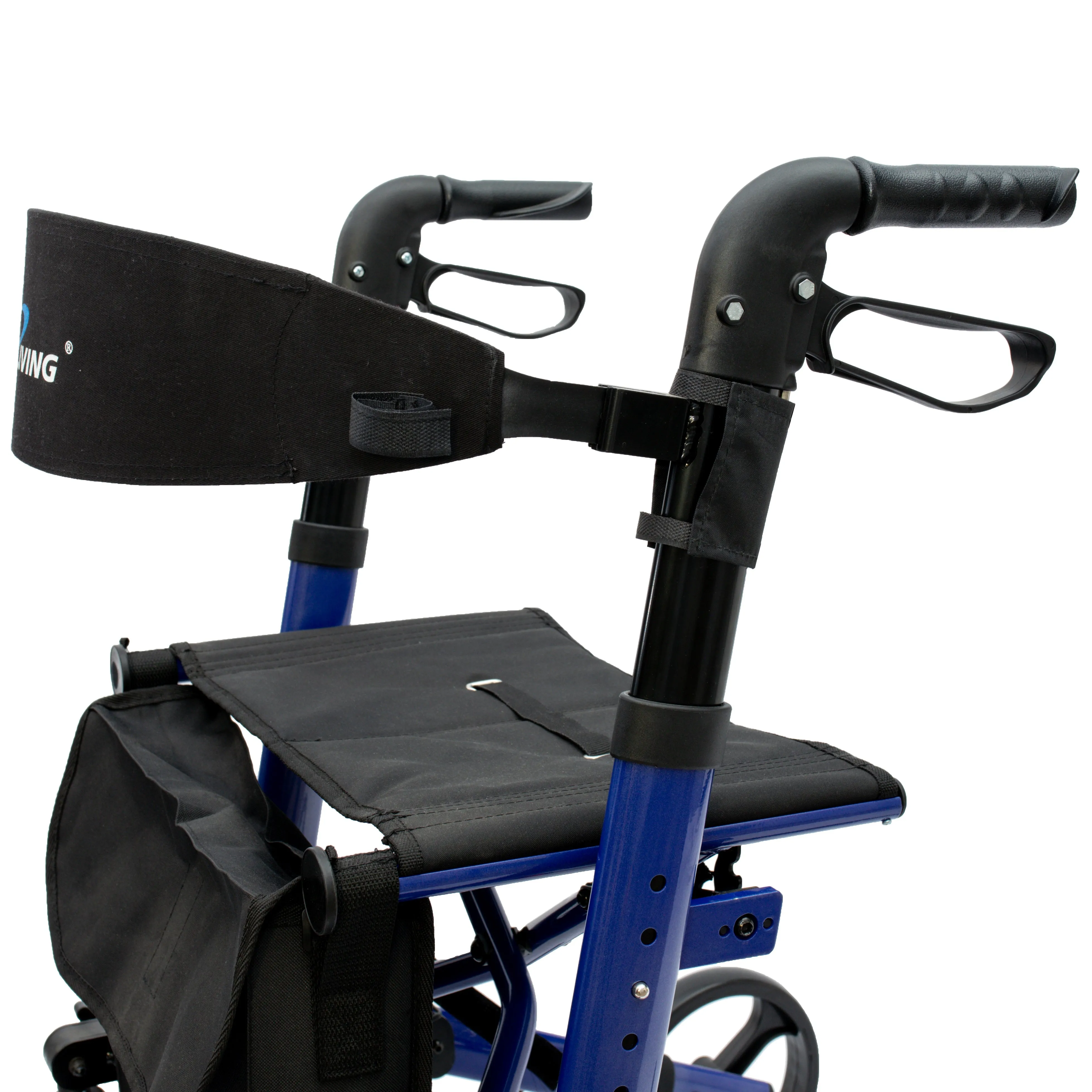 ILG-622 - iLIVING Foldable Upright Mobility Rollator, Light Weight Walker for Senior, Front Bag and Easy to Clean Seat and Back Rest, Dual Brakes with Parking Lock