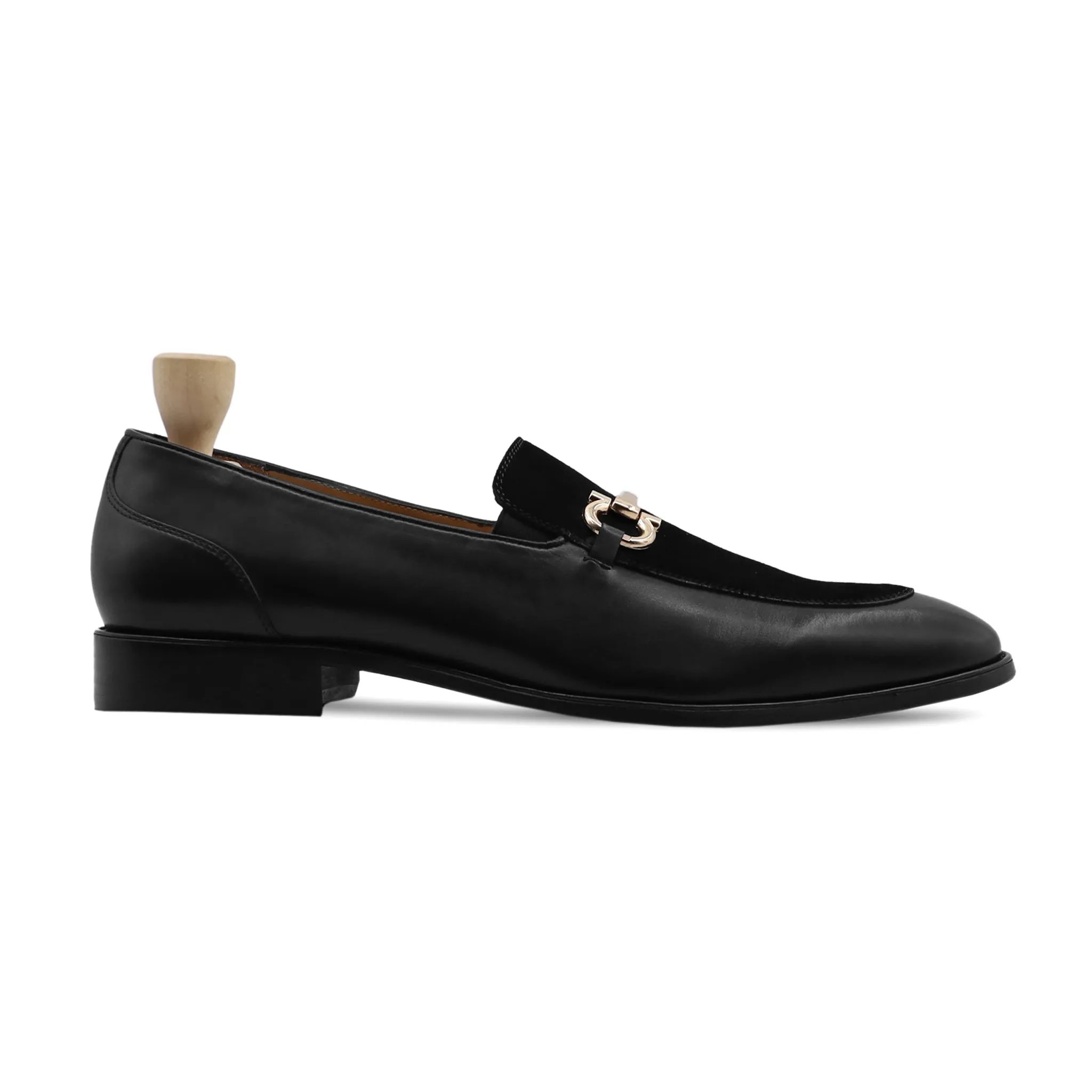 Kasper - Men's Black Calf Leather and Kid Suede Loafer