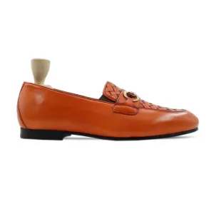 Malmo - Men's Orange Tan Calf and Hand Woven Leather Loafer