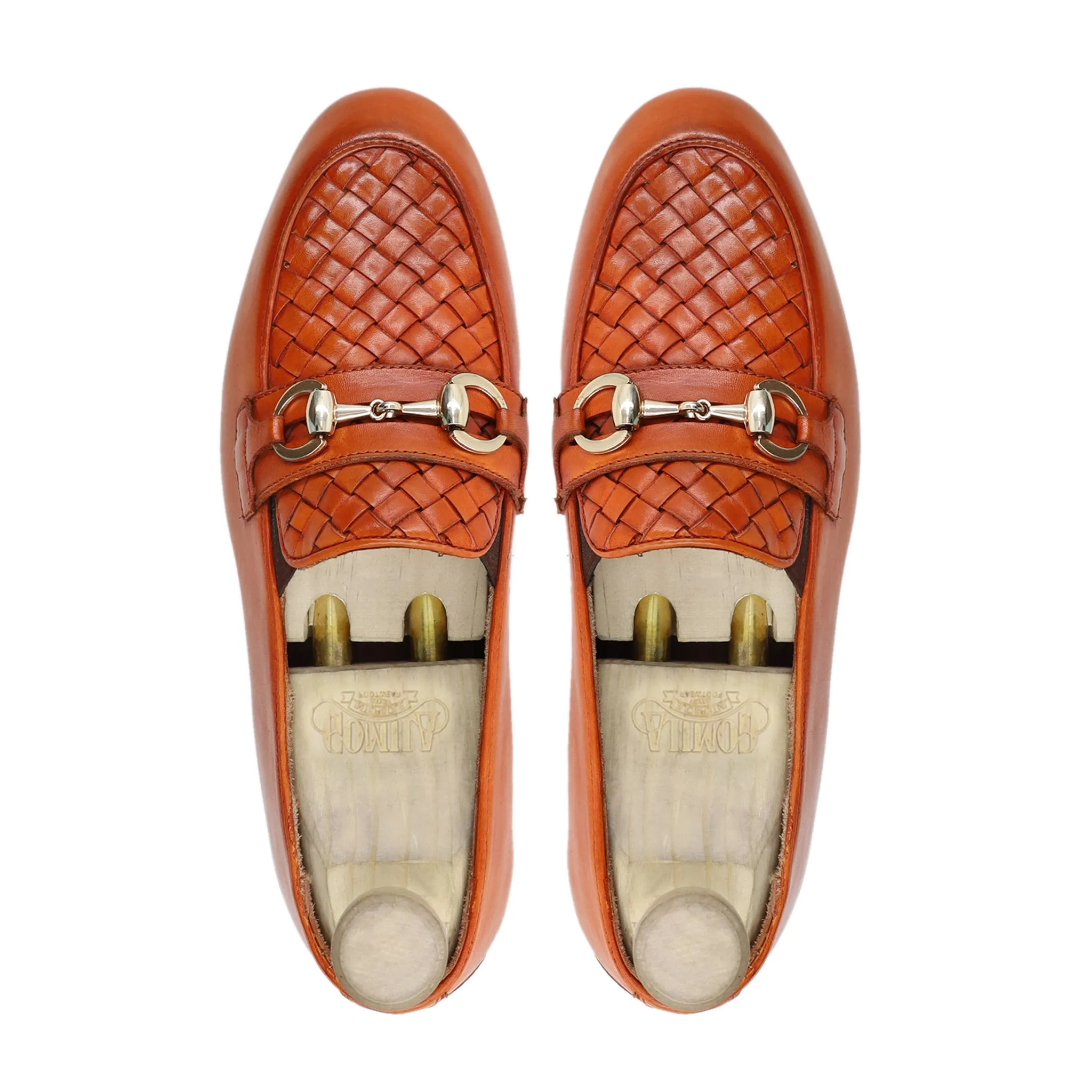 Malmo - Men's Orange Tan Calf and Hand Woven Leather Loafer