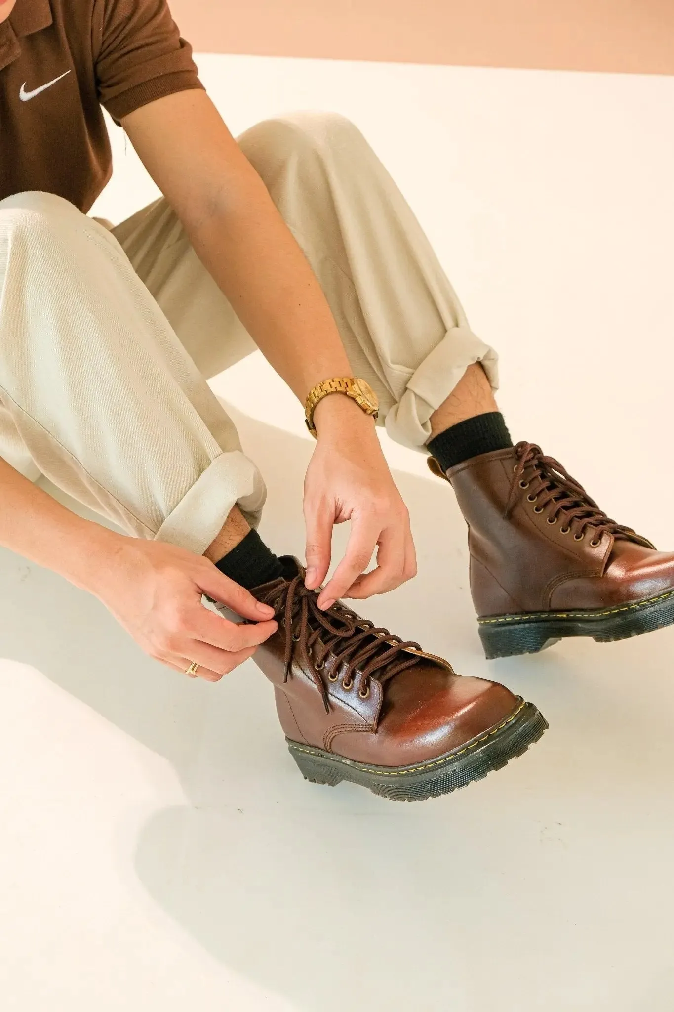 MARCELINO High Cut Leather Riding Boots - Walnut