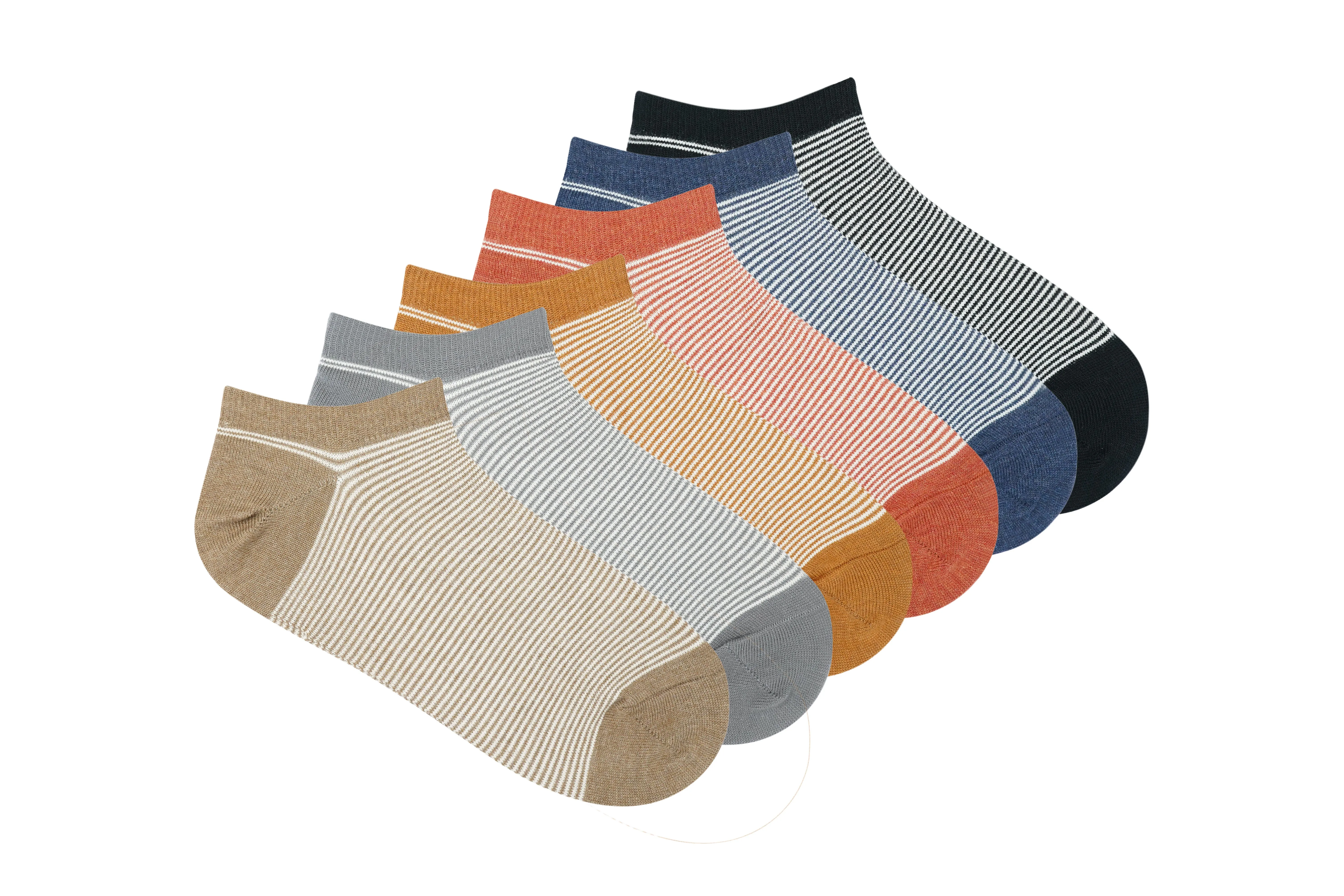 Men Striped Lowcut Ankle socks- Multicolor (6 Pair)