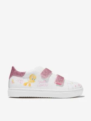 Monnalisa Girls Faux Leather And Glitter Tweety Trainers