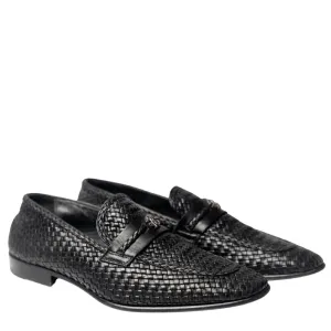 Roberto Cavalli Mirror Snake Logo Woven Loafers