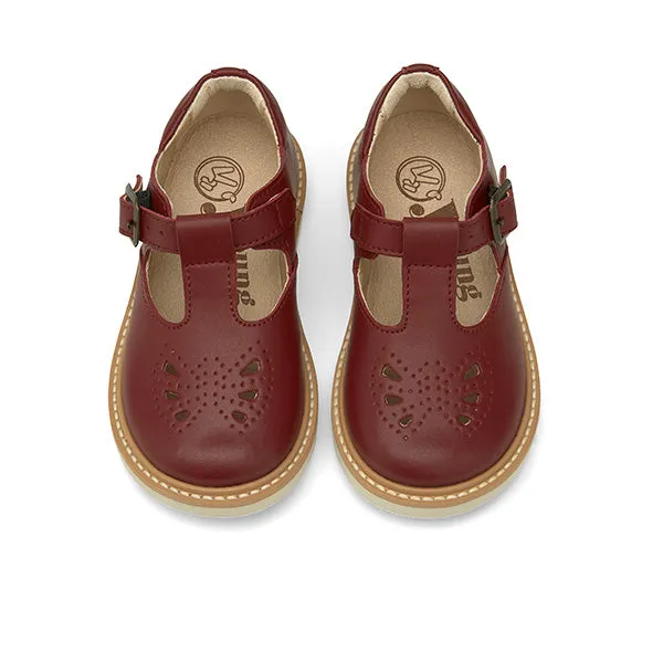 Rosie Vegan T-Bar Kids Shoe Cherry Synthetic Leather