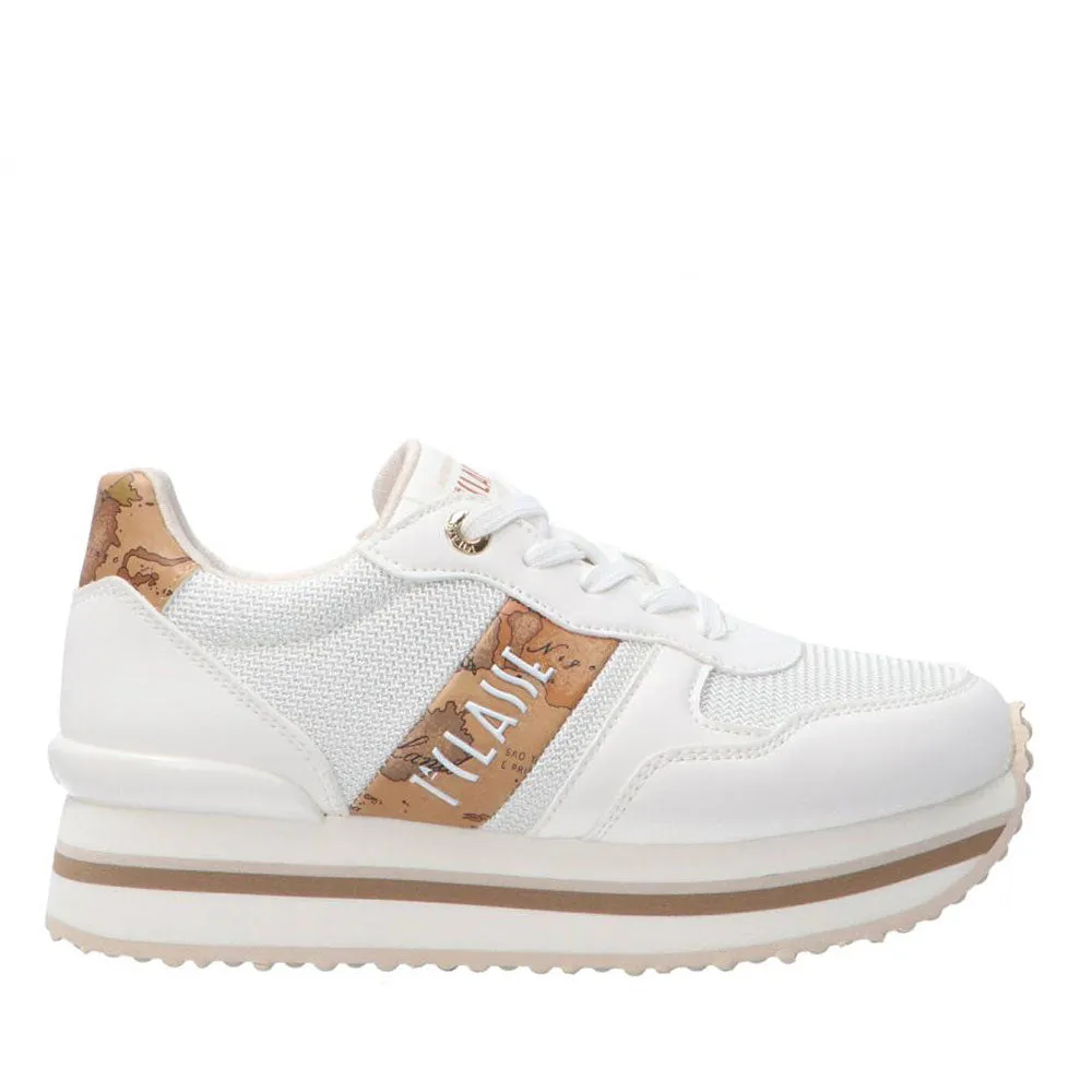 Scarpe 1A Classe Alviero Martini Sneakers Running in Mesh Bianco e Inserti Geo Classic 1832