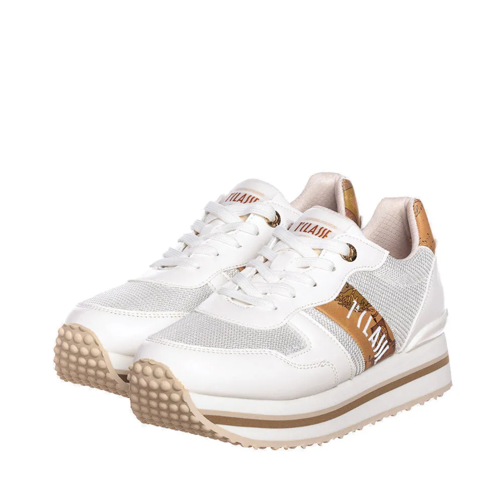 Scarpe 1A Classe Alviero Martini Sneakers Running in Mesh Bianco e Inserti Geo Classic 1832