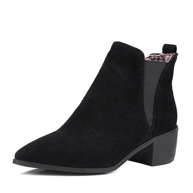 square heels  Ankle Boots Woman shoes