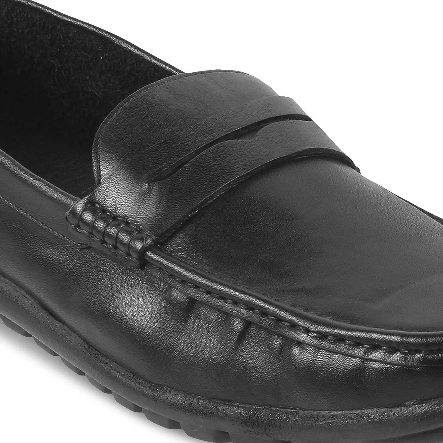 The Argento Black Men's Leather Loafers Tresmode