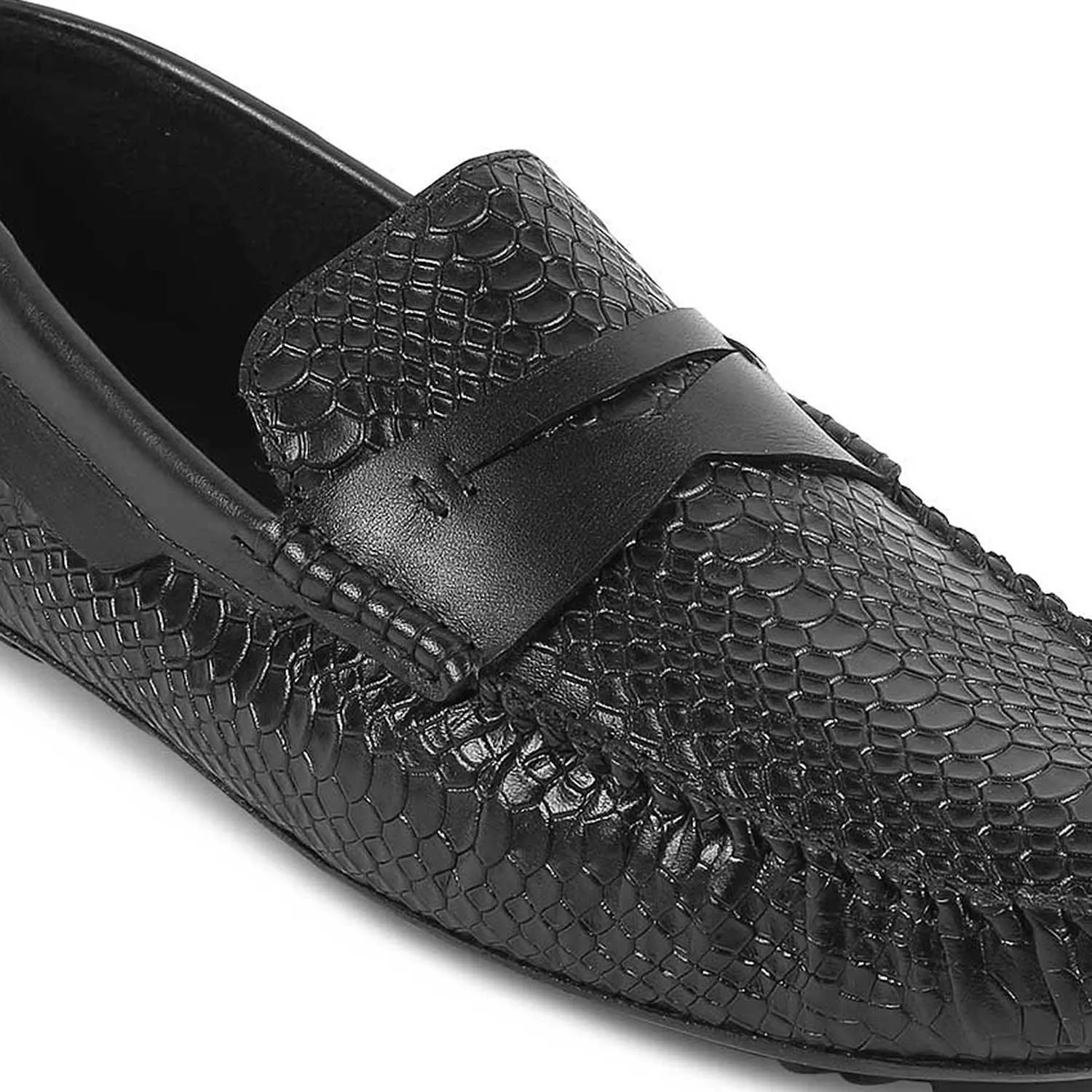 The Argon Black Men's Leather Driving Loafers Tresmode