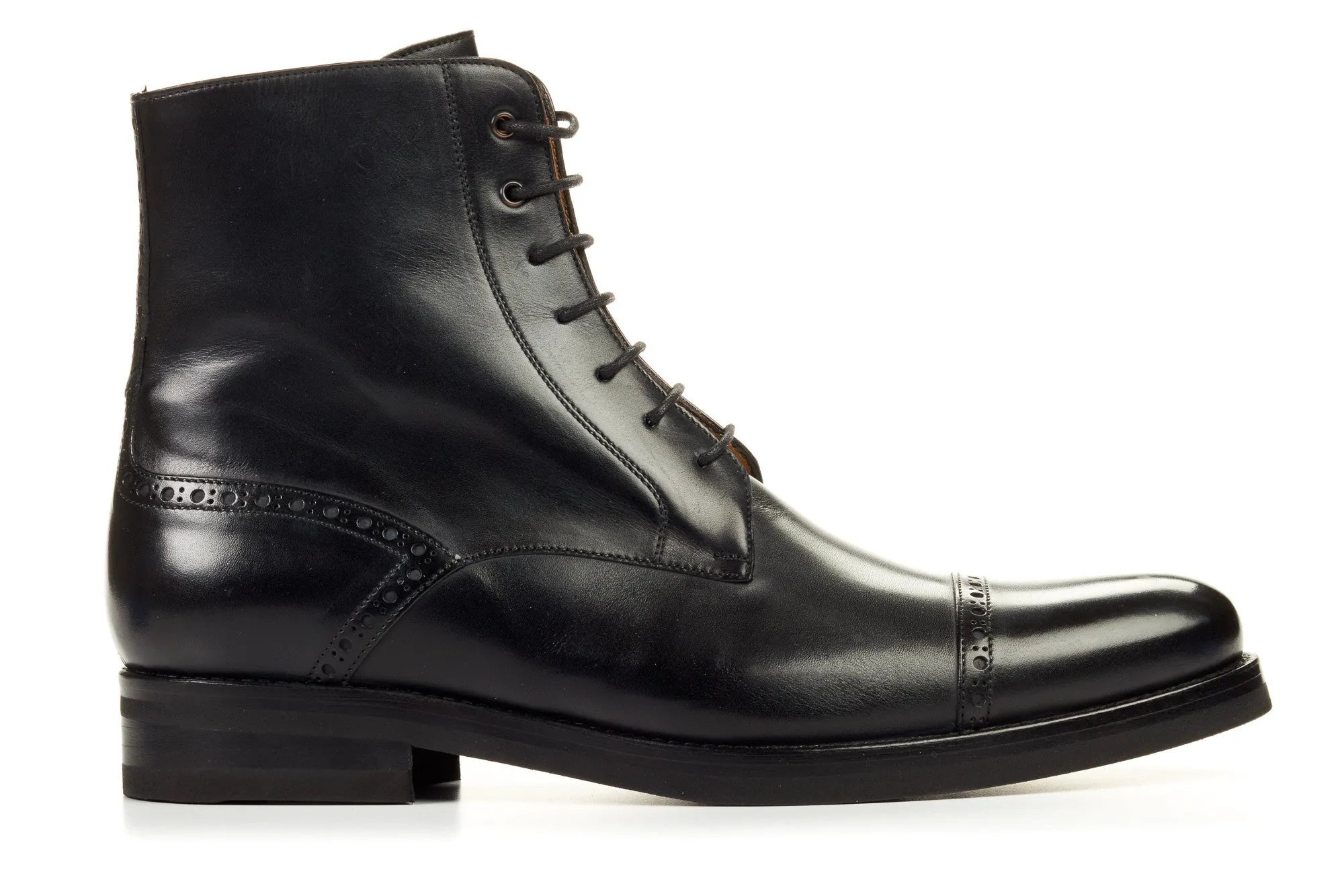 The Presley Lace-Up Boot - Nero - Rubber Sole