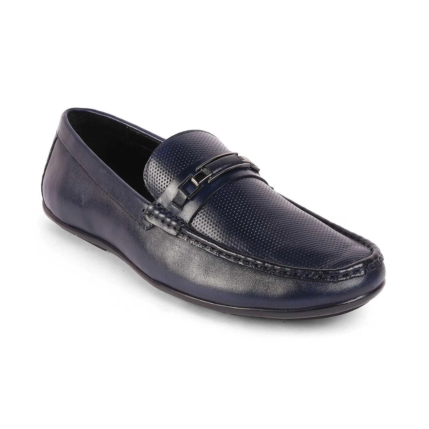 Tresmode Abia Blue Men's Leather Driving Loafers