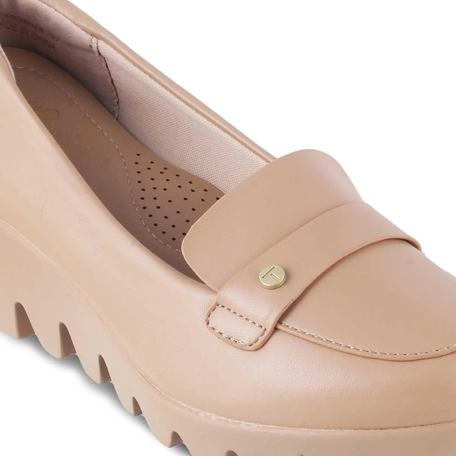 Tresmode Towes Tan Women's Dress Wedge Loafers