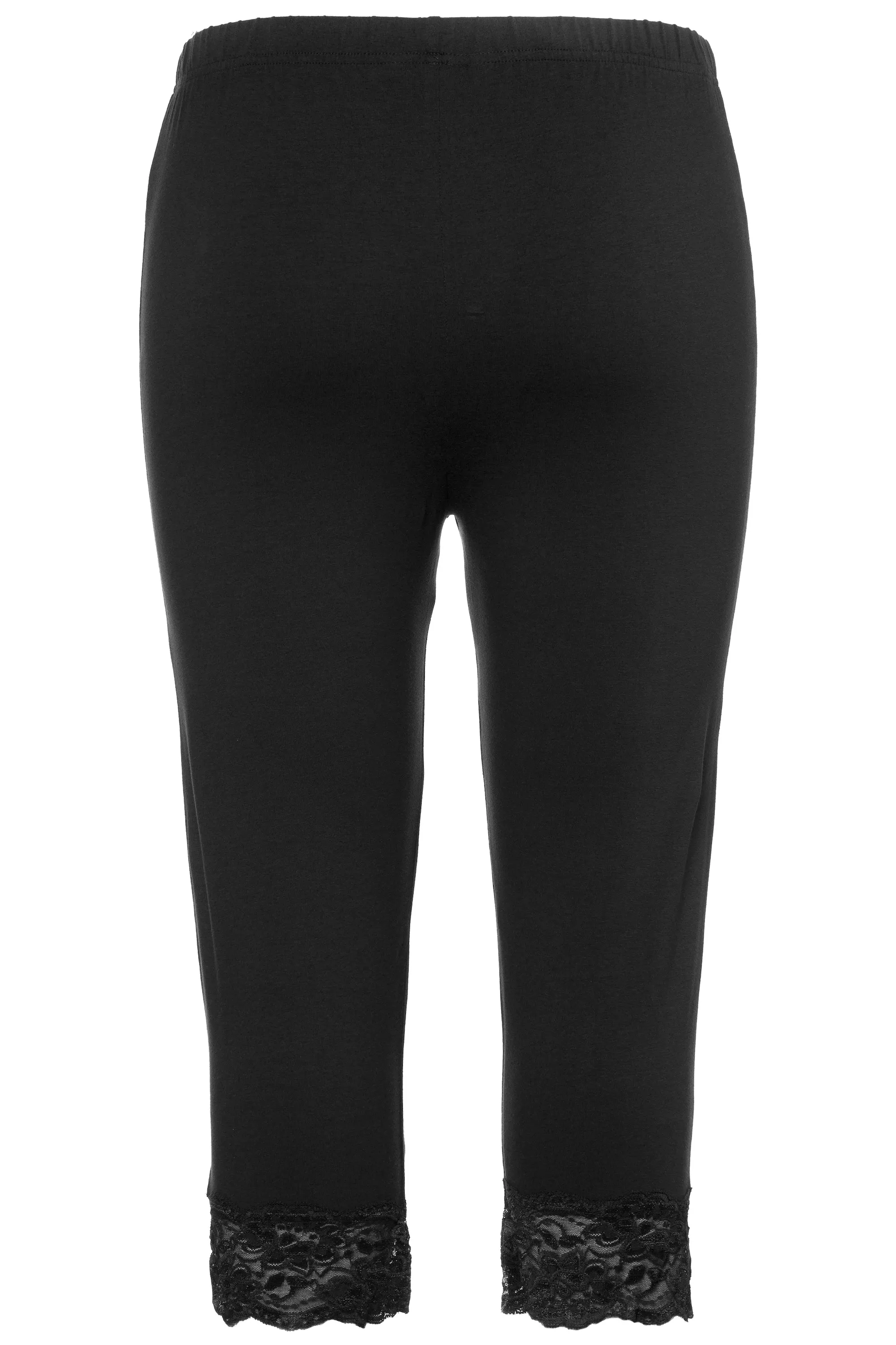 Ulla Popken Lace Trim Leggings in Black