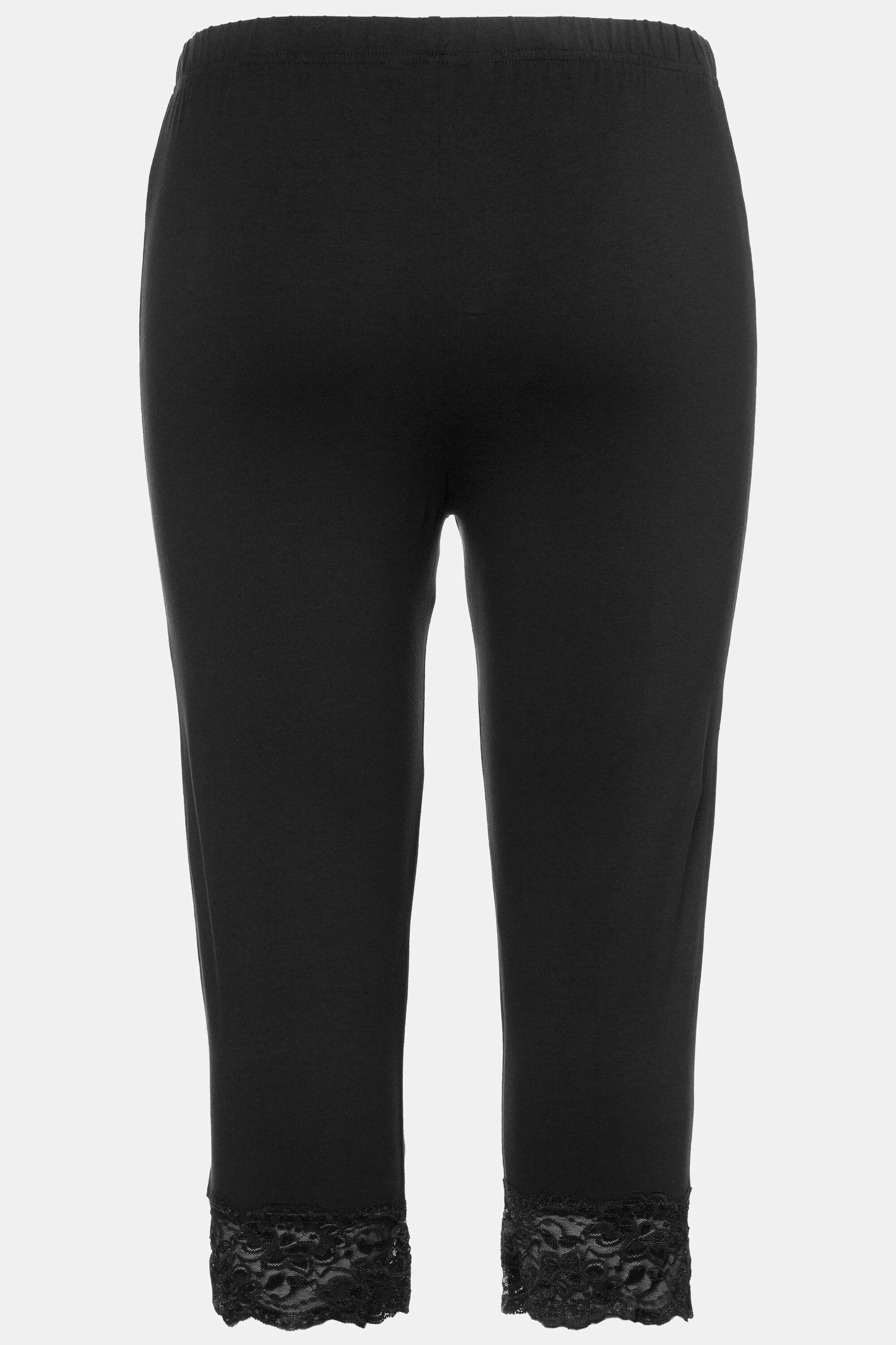 Ulla Popken Lace Trim Leggings in Black