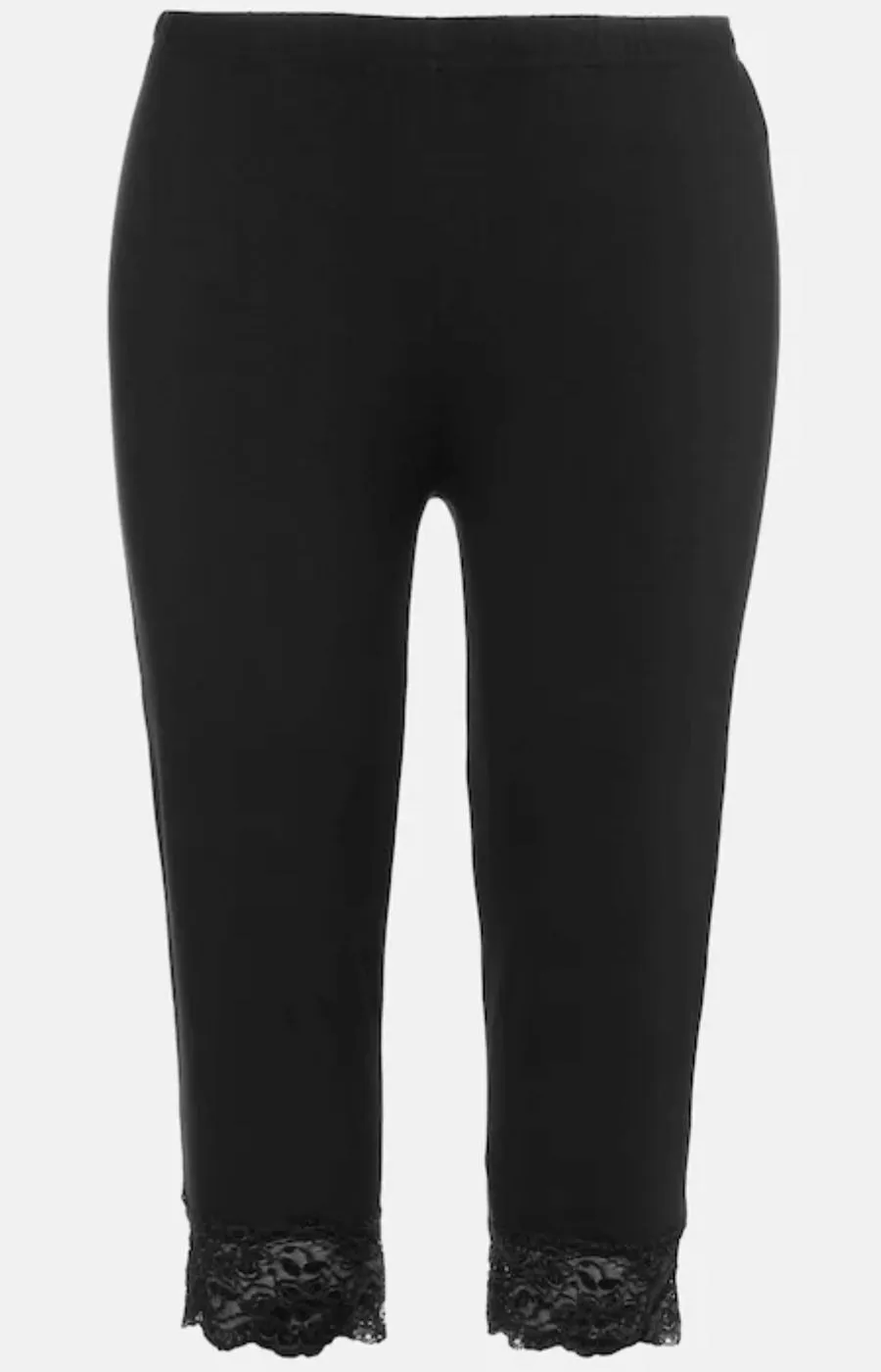 Ulla Popken Lace Trim Leggings in Black