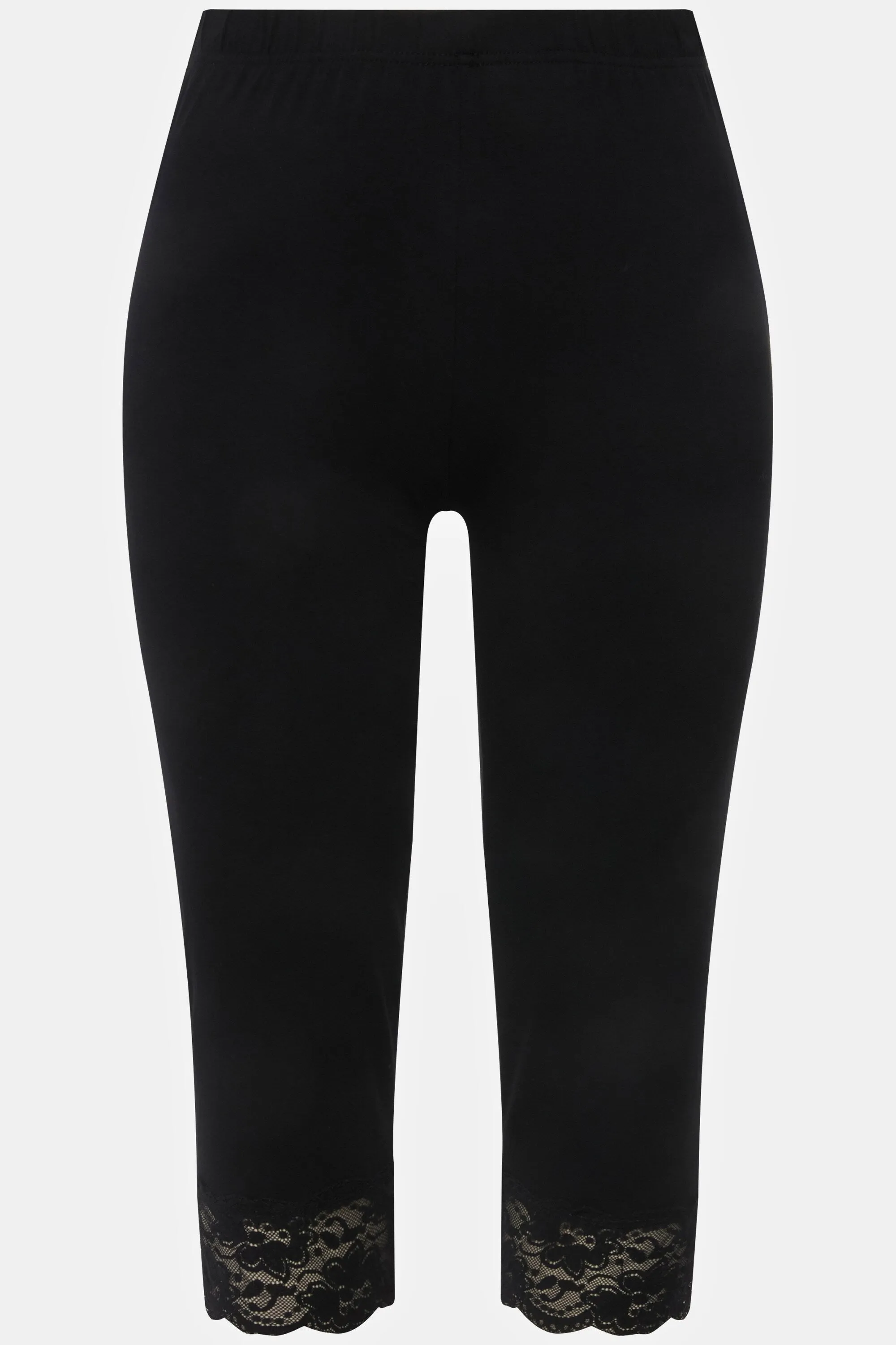 Ulla Popken Lace Trim Leggings in Black