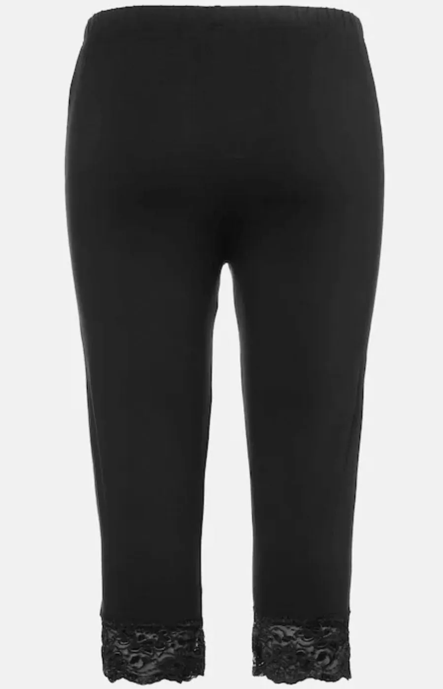 Ulla Popken Lace Trim Leggings in Black