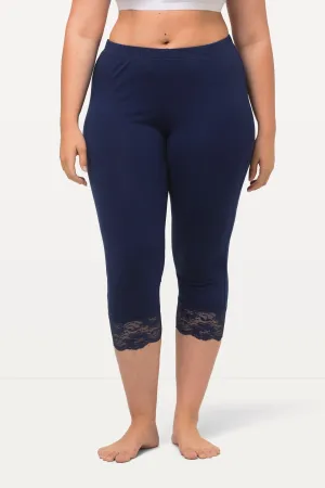 Ulla Popken Navy Lace Capri Leggings