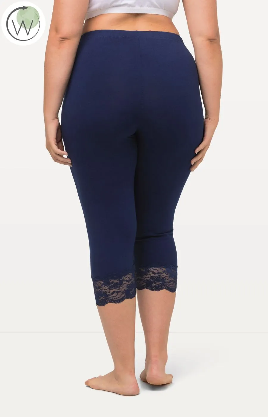 Ulla Popken Navy Lace Capri Leggings