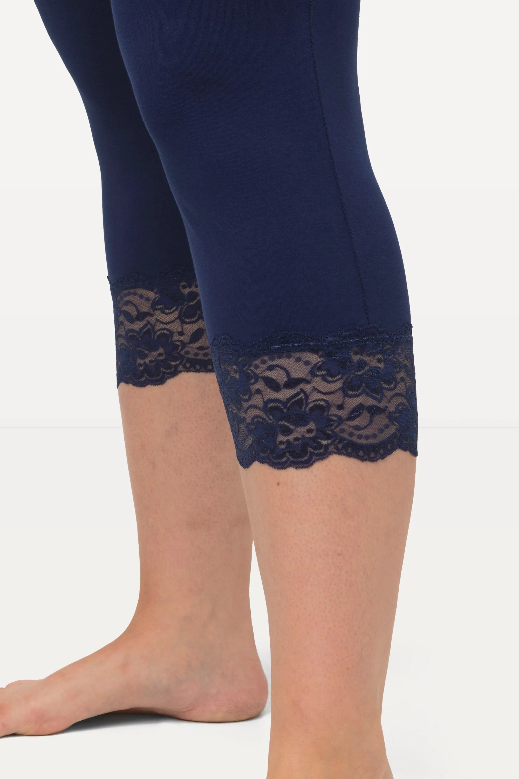 Ulla Popken Navy Lace Capri Leggings