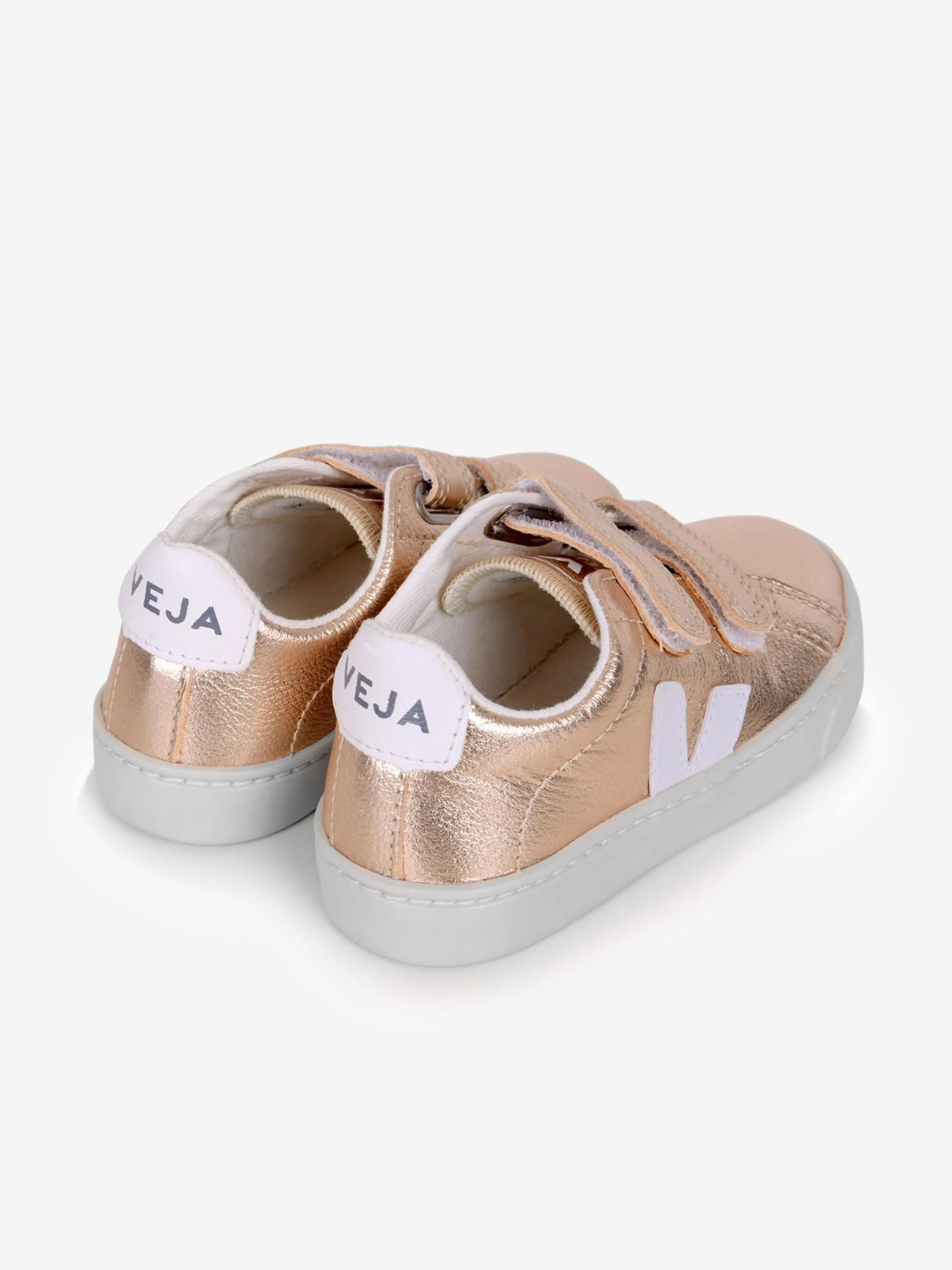 Veja Girls Leather Velcro Strap Trainers