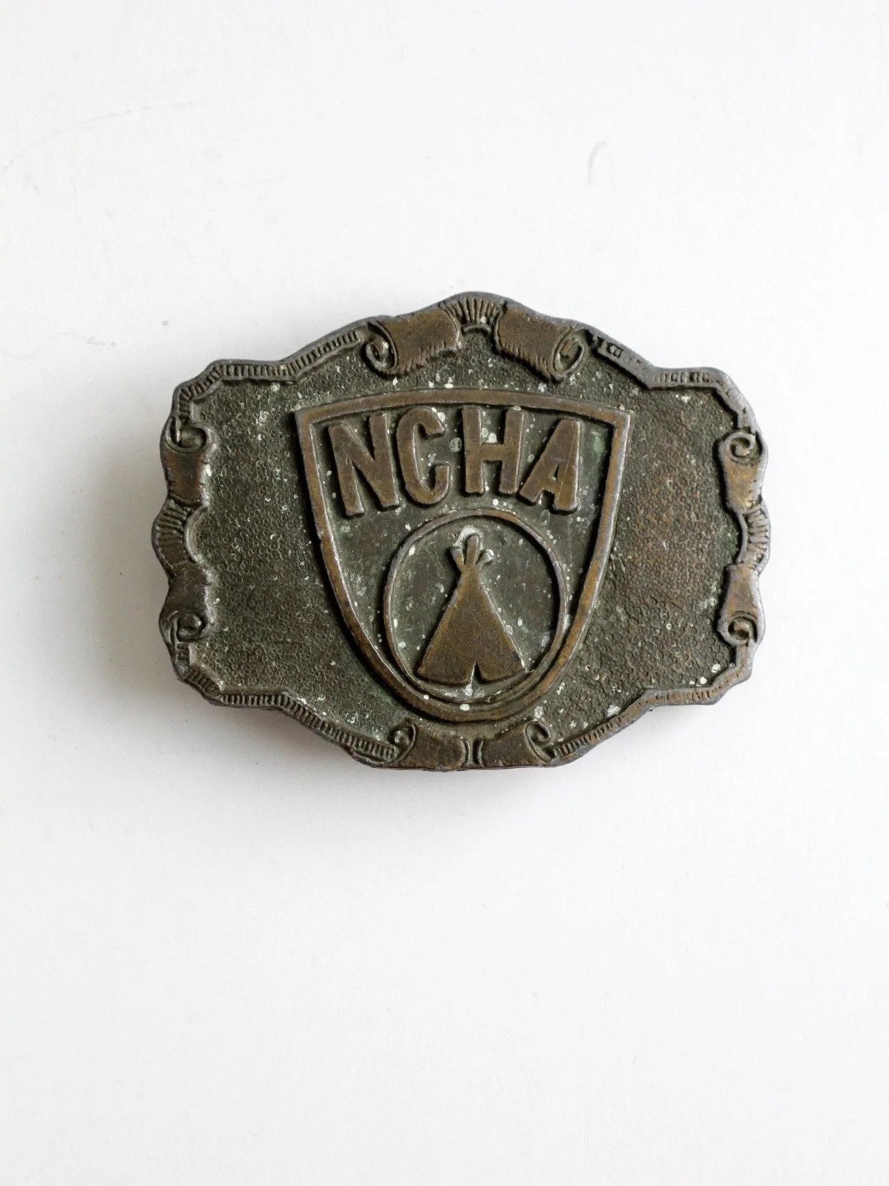 vintage NCHA brass belt buckle