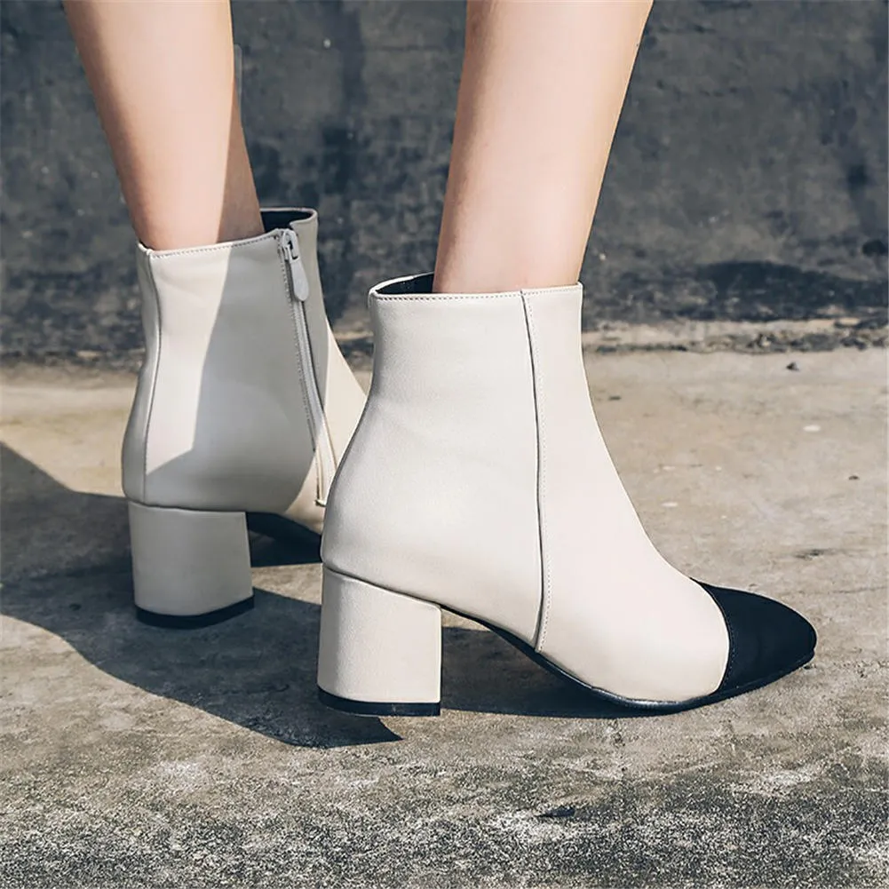 Zip Up Ankle Boots Fashion Mixed Colors